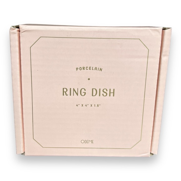 Odeme White Porcelain Catchall and Ring Dish with Geometric Slate Black Edges - Picture 10 of 16